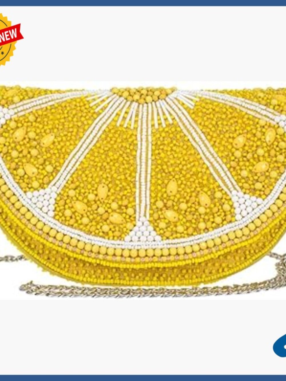 Beaded Lemon Slice Crossbody Bag with Removable Strap, One Size